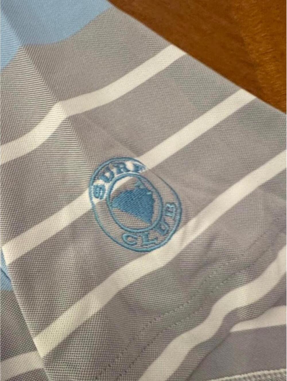 Stitch Golf Men's Striped Polo Shirt Surf Club logo Gray Blue White Size 2xl - Picture 2 of 7